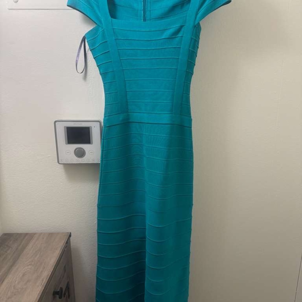 Herve Leger Teal Midi Dress
